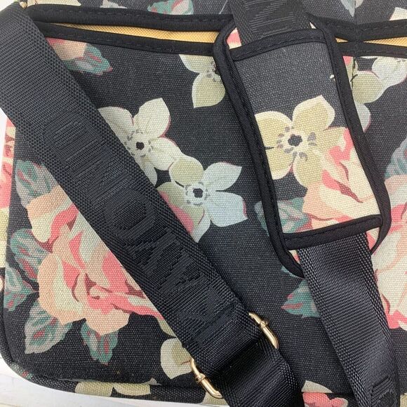 Kayond Dark Floral Fabric Laptop Bag Briefcase Crossbody Strap Cottage Farmhouse - Picture 3 of 7